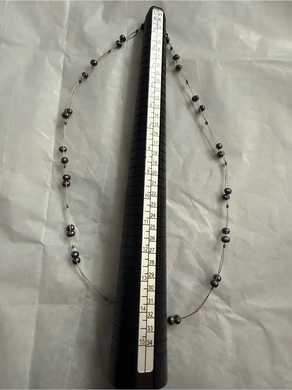 Delicate Black Pearl Station Necklace on Silver Chain